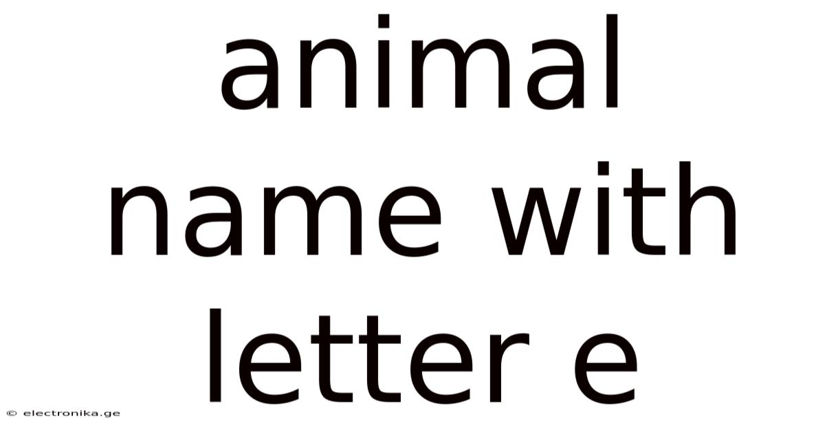 Animal Name With Letter E