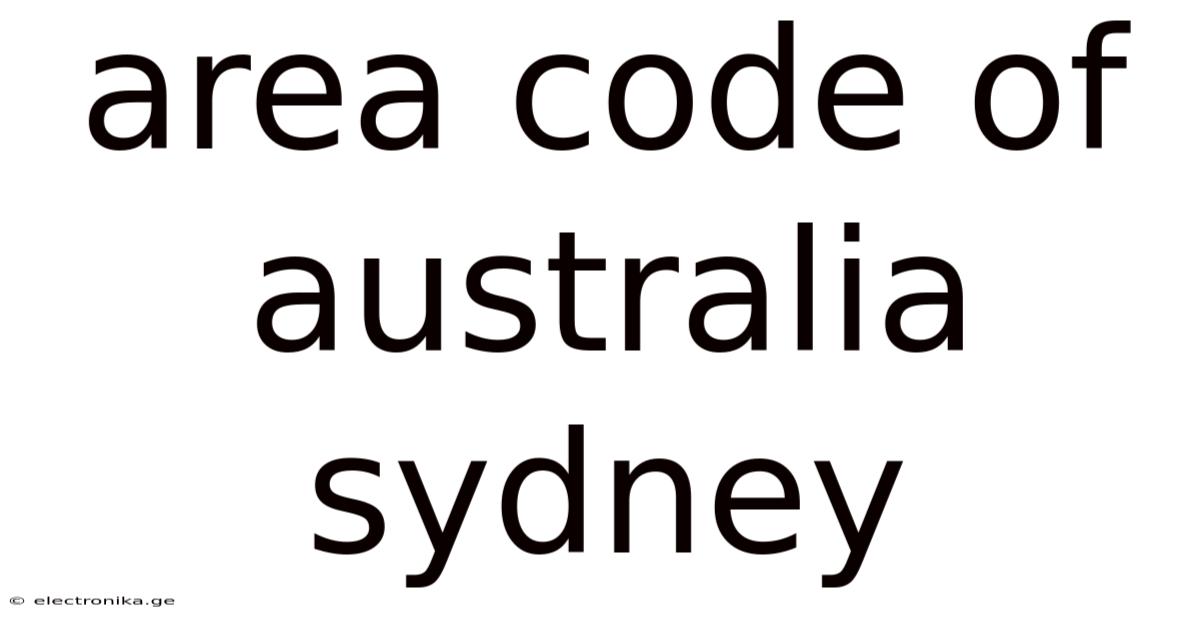 Area Code Of Australia Sydney