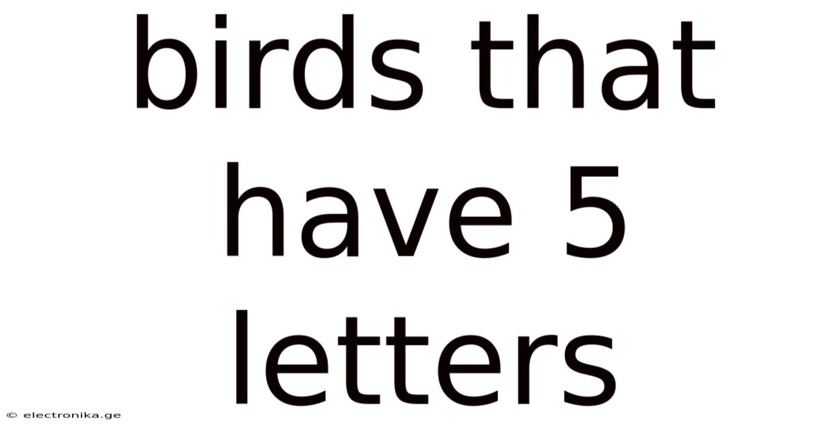 Birds That Have 5 Letters