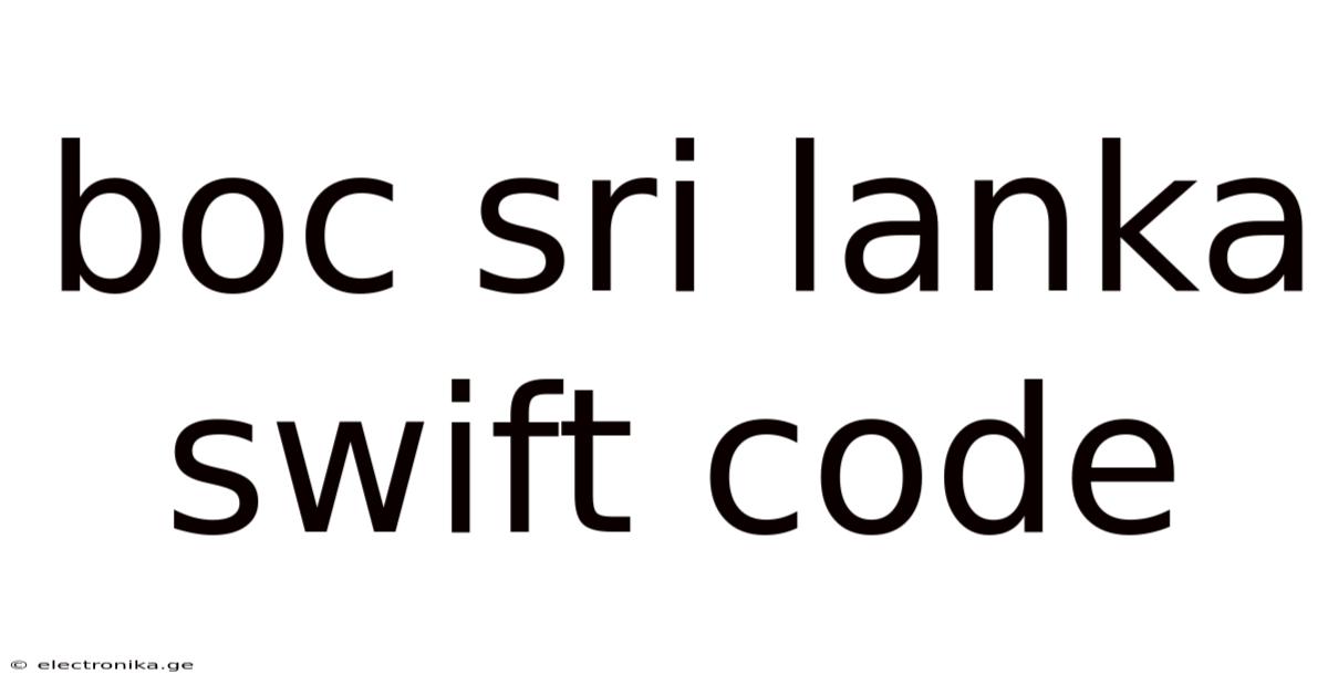 Boc Sri Lanka Swift Code