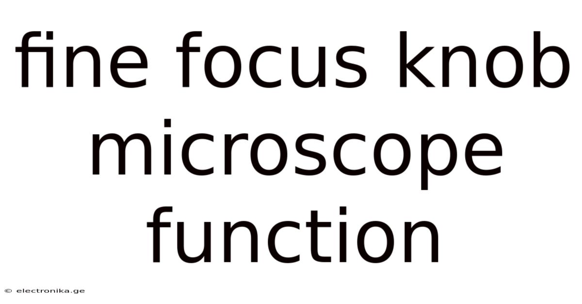 Fine Focus Knob Microscope Function