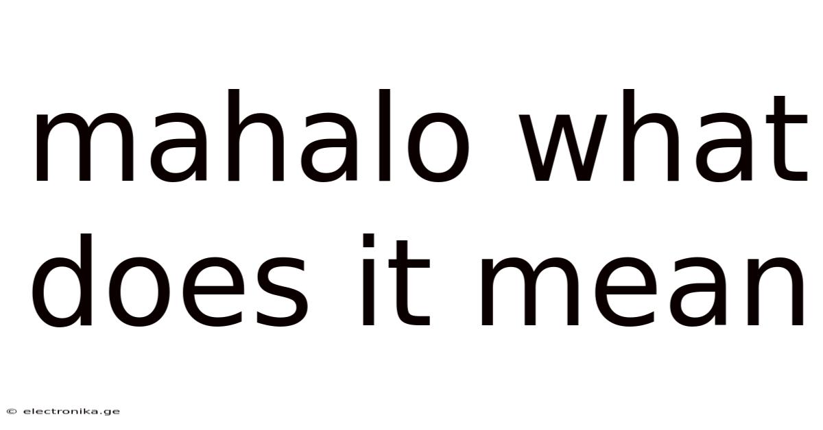Mahalo What Does It Mean