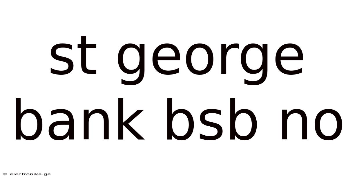 St George Bank Bsb No