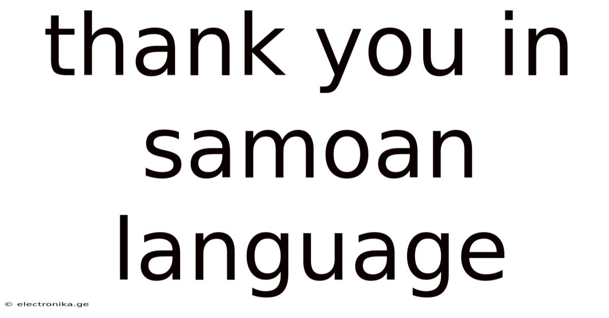 Thank You In Samoan Language