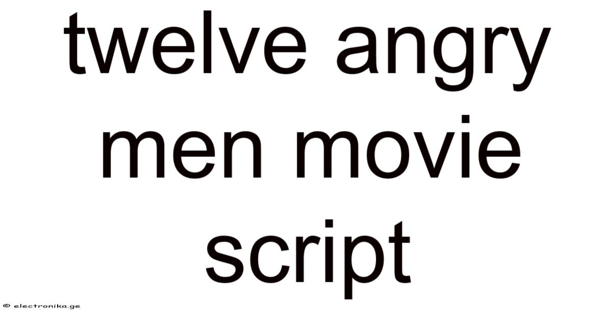 Twelve Angry Men Movie Script