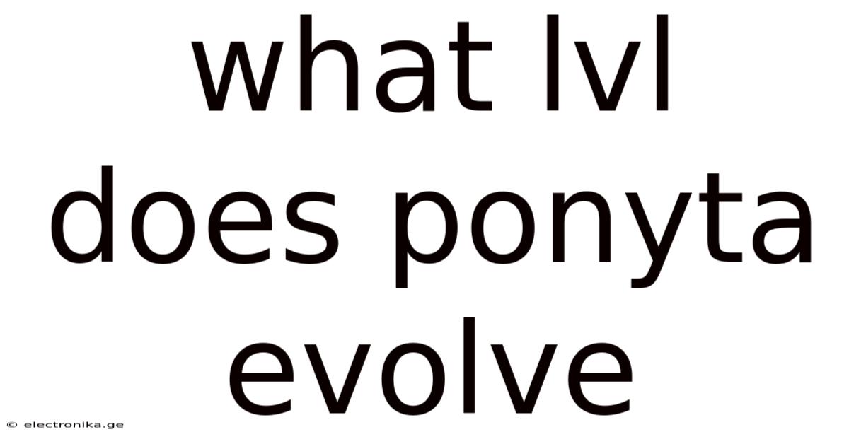 What Lvl Does Ponyta Evolve