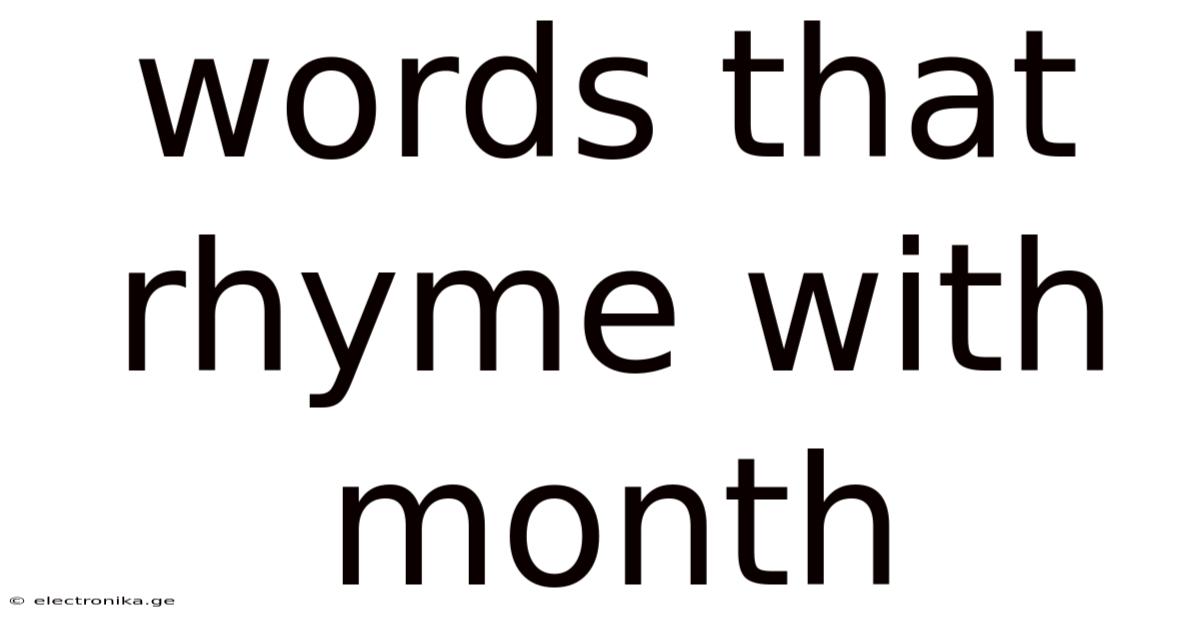 Words That Rhyme With Month